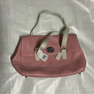 NWT Vintage Coach Pink and White Leather Handbag